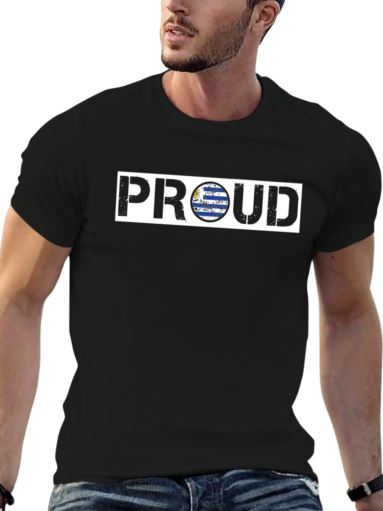 Camiseta Negra PROUD Uruguay - Estilo Casual