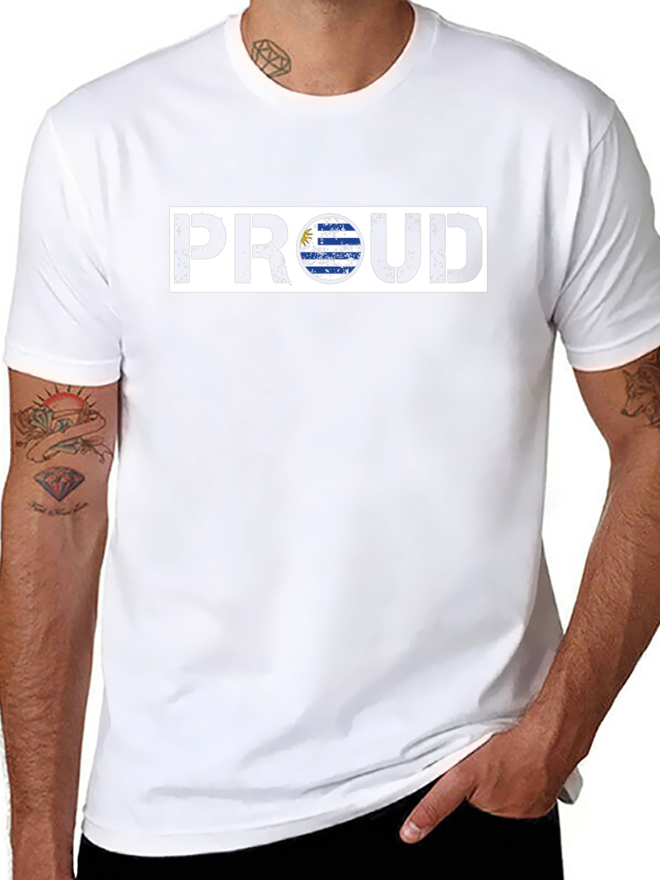 Camiseta Negra PROUD Uruguay - Estilo Casual