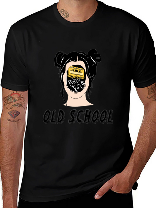 Camiseta Negra Old School Diseño Cassette Vintage