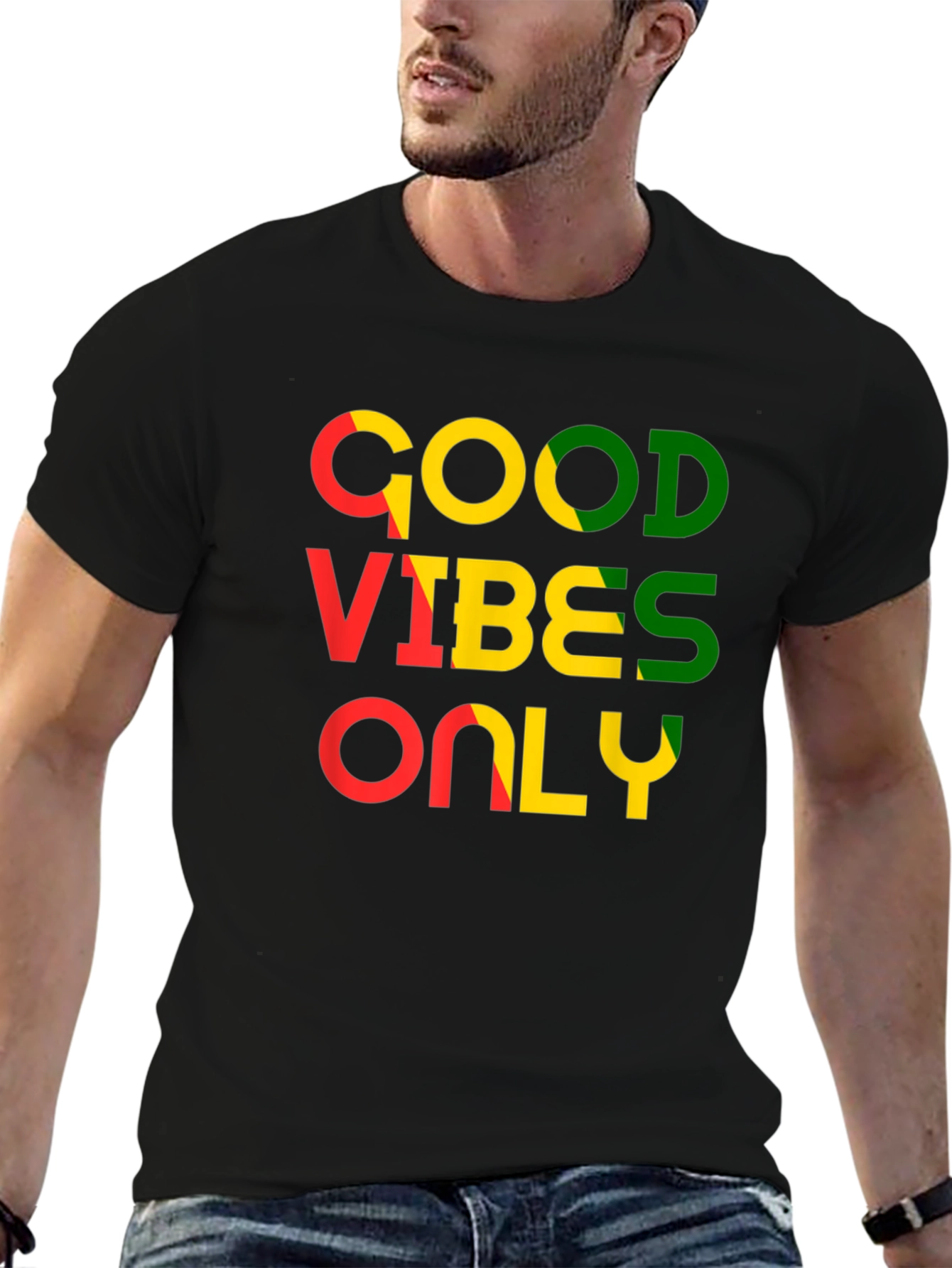 Camiseta Negra con Diseño Good Vibes Only