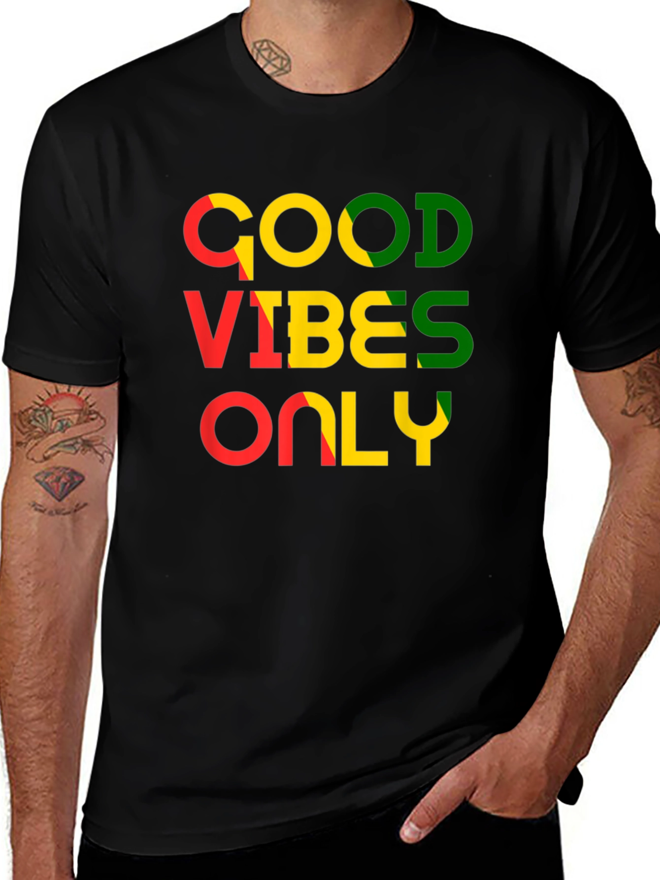 Camiseta Negra con Diseño Good Vibes Only