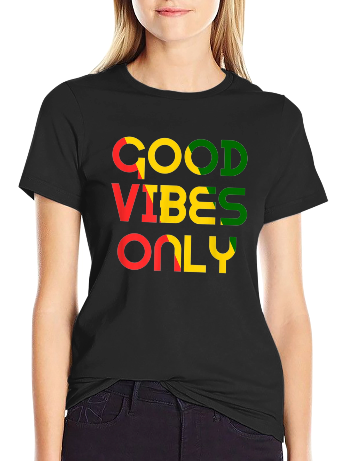 Camiseta Negra con Diseño Good Vibes Only