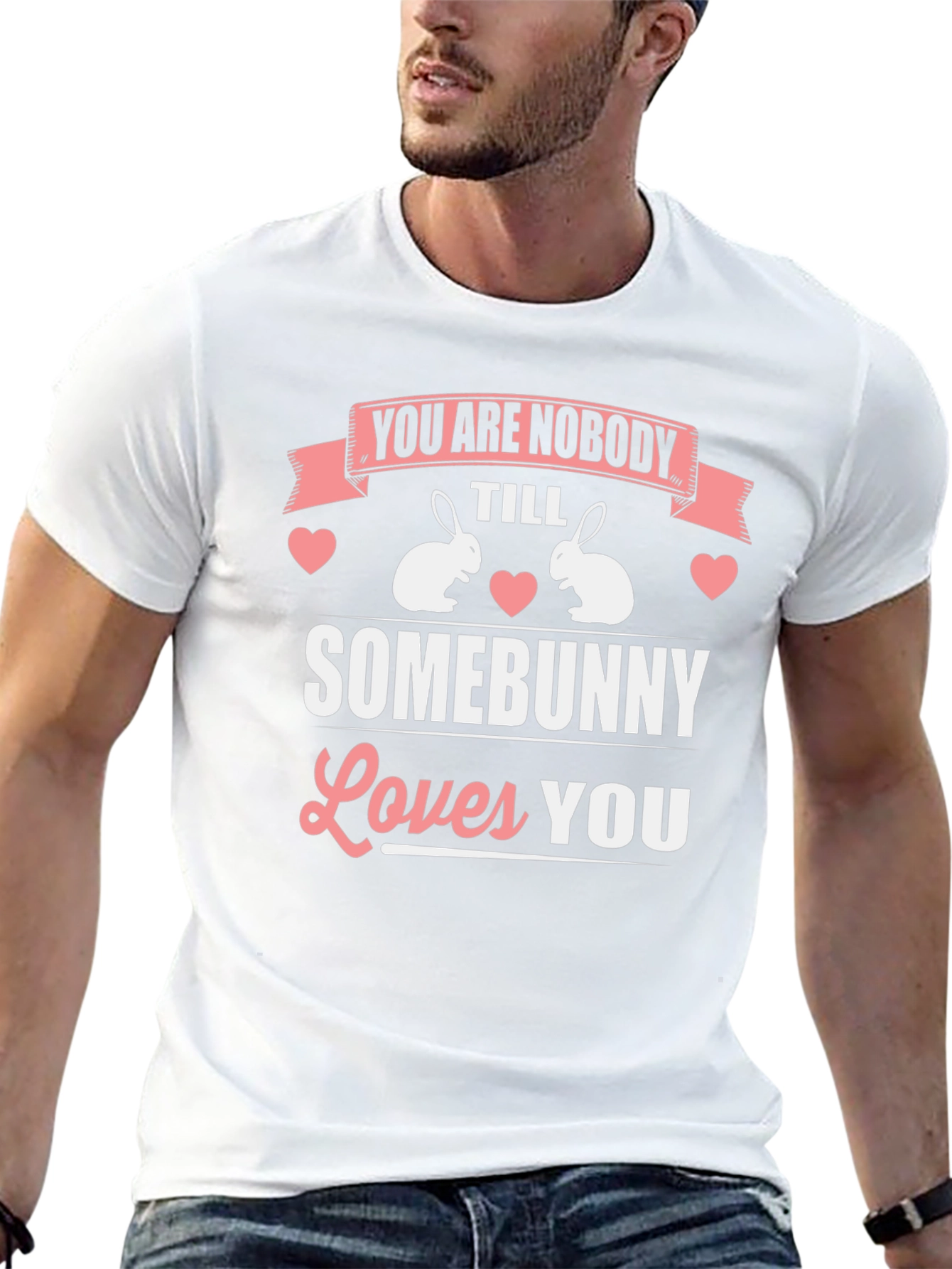 Camiseta Hombre Diseño Conejo Somebunny Loves You