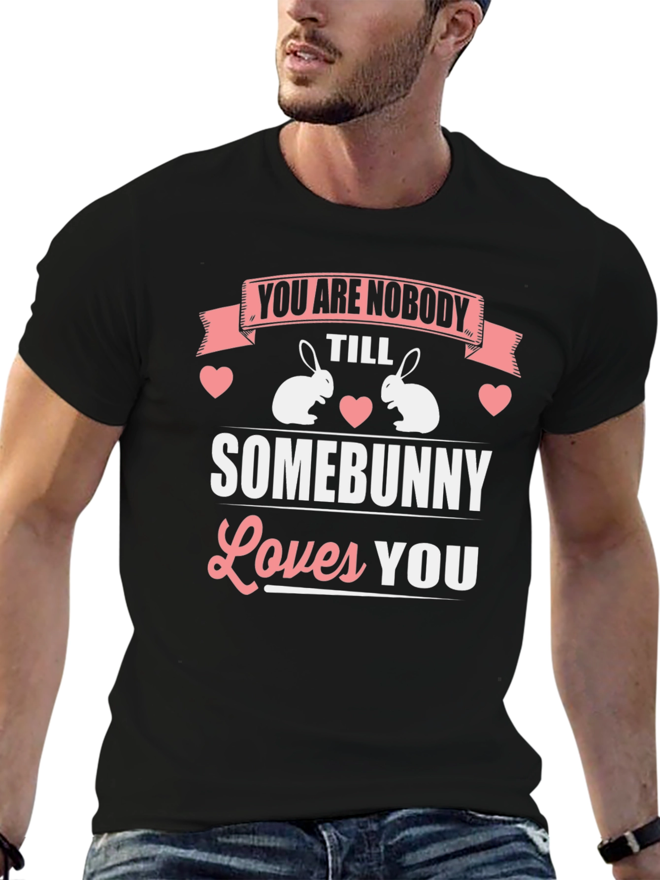 Camiseta Hombre Diseño Conejo Somebunny Loves You