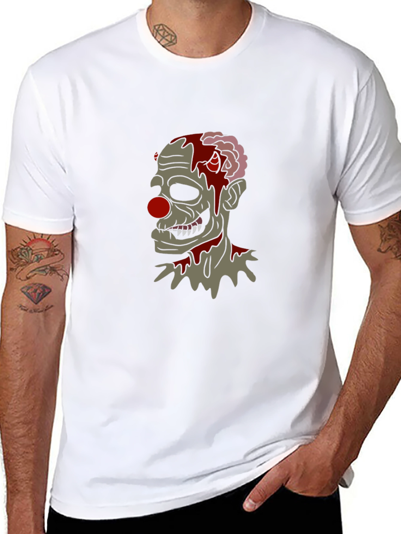 Camiseta Negra con Diseño de Payaso Zombie