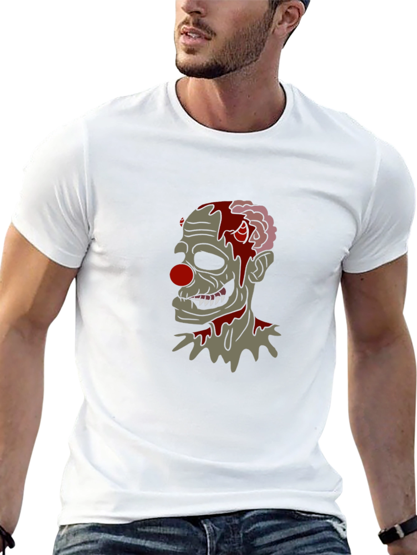 Camiseta Negra con Diseño de Payaso Zombie