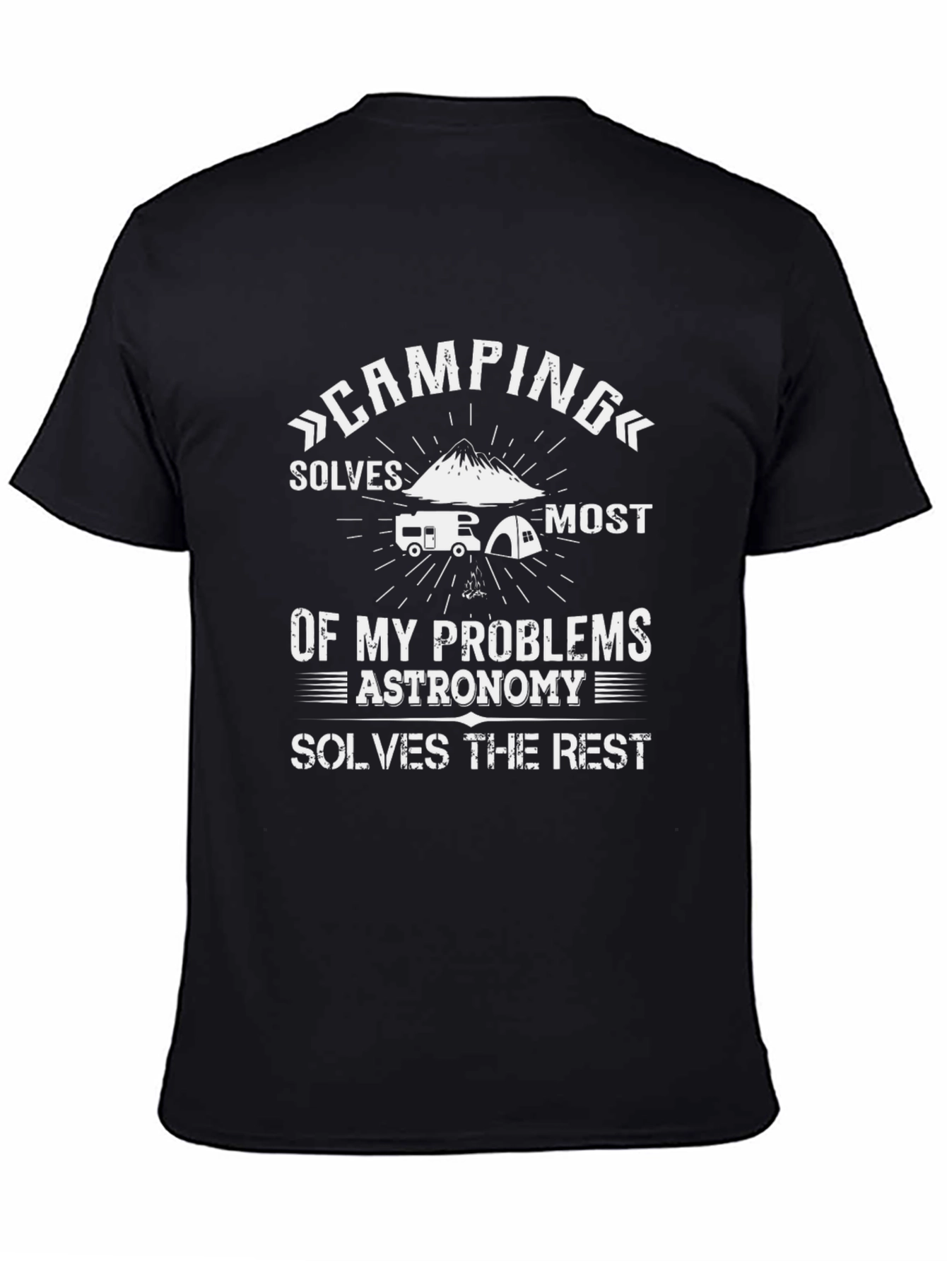 Camiseta Negra Camping Solves Problems