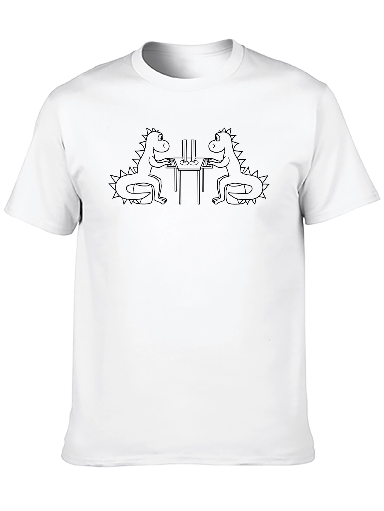Camiseta Negra con Diseño de Dinosaurios Programadores