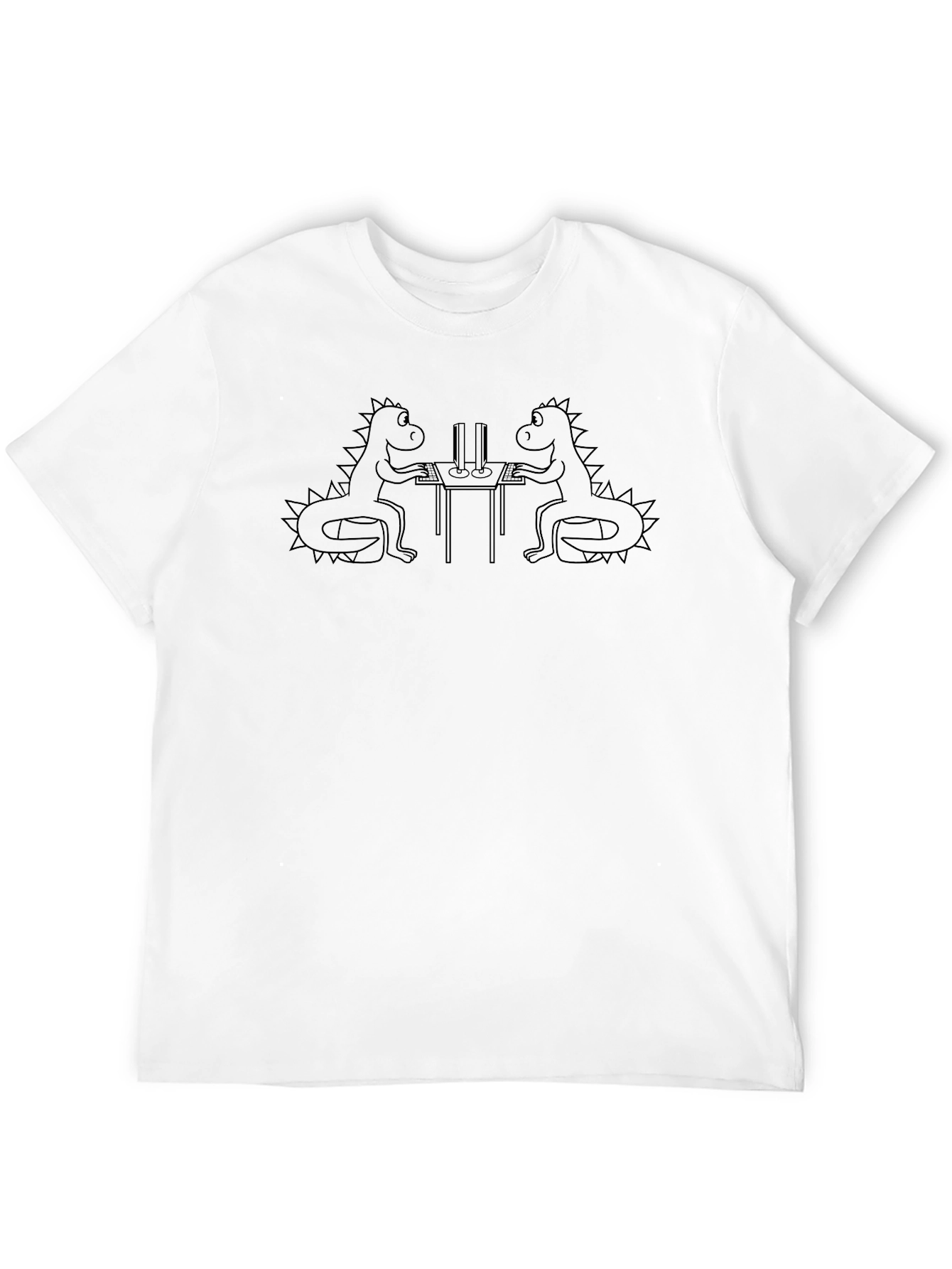 Camiseta Negra con Diseño de Dinosaurios Programadores