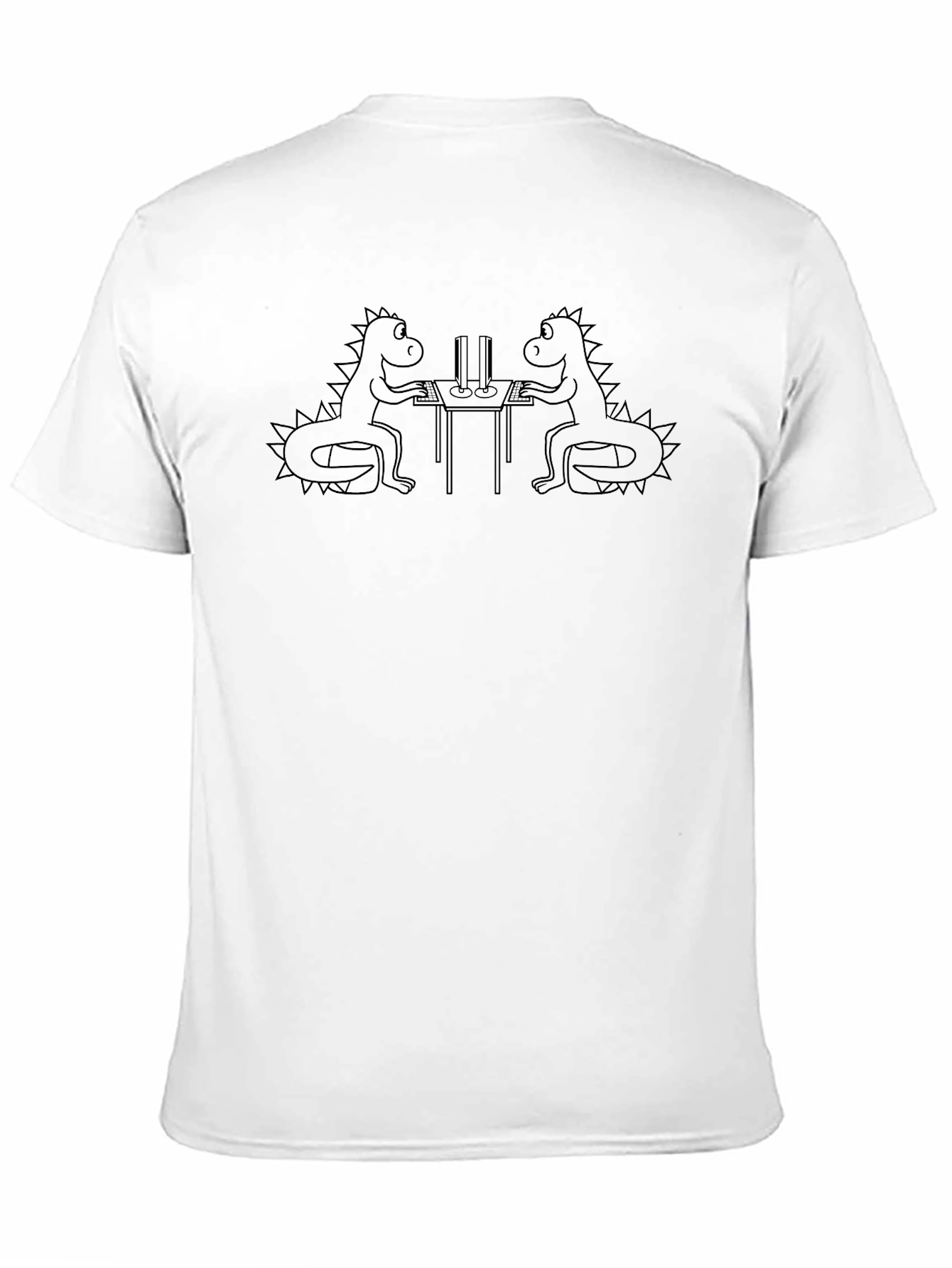 Camiseta Negra con Diseño de Dinosaurios Programadores