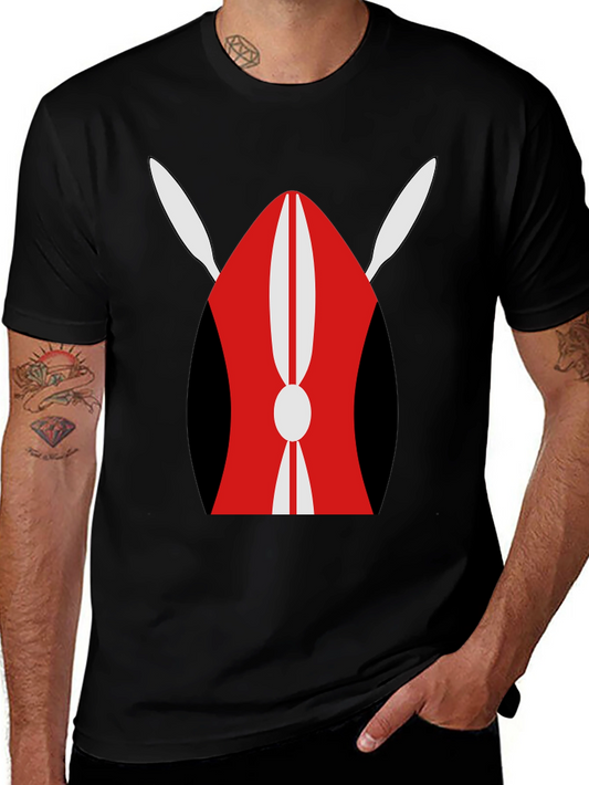 Camiseta Negra con Diseño Tradicional Africano