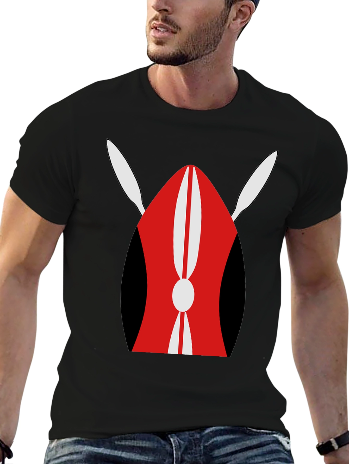Camiseta Negra con Diseño Tradicional Africano