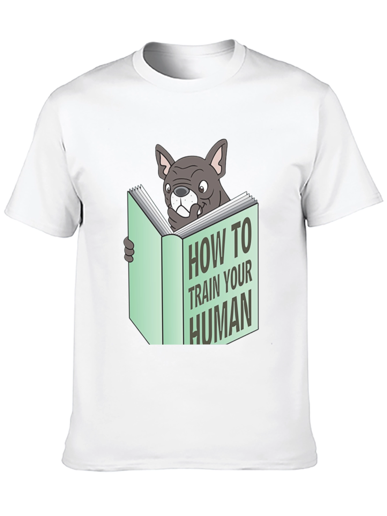 Camiseta Negra con Diseño Divertido de Bulldog Lector