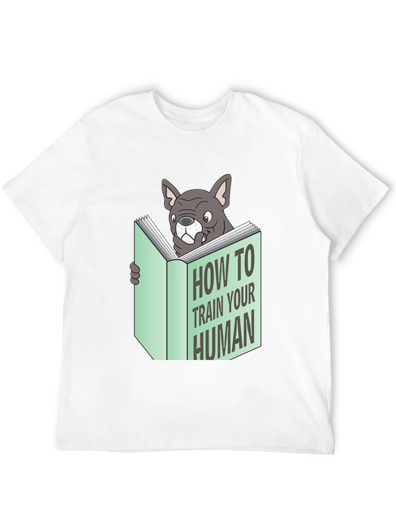 Camiseta Negra con Diseño Divertido de Bulldog Lector