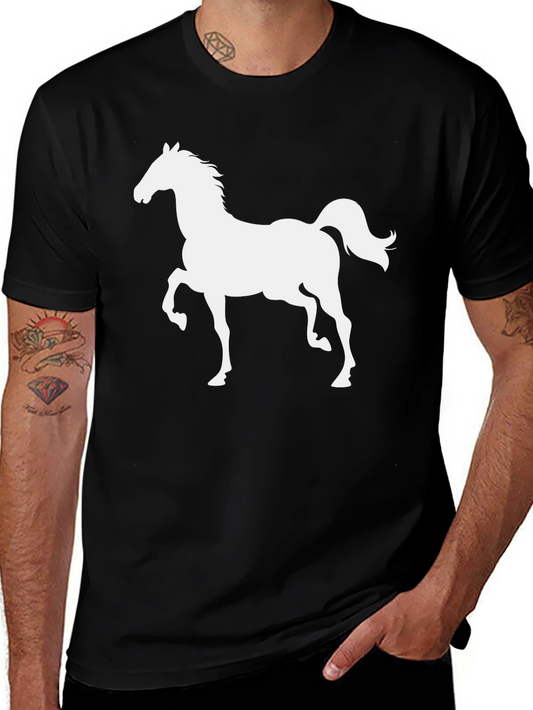 Camiseta Negra con Silueta de Caballo Blanco