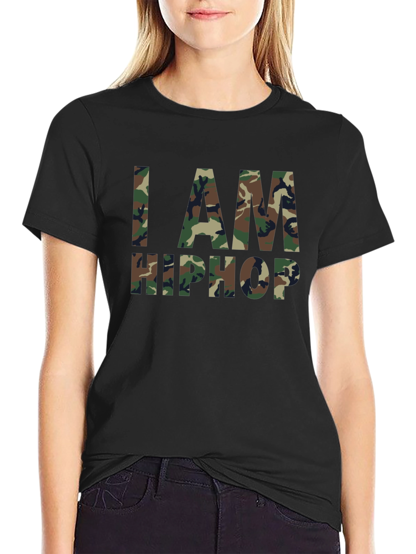Camiseta Negra I AM HIP HOP Camuflaje