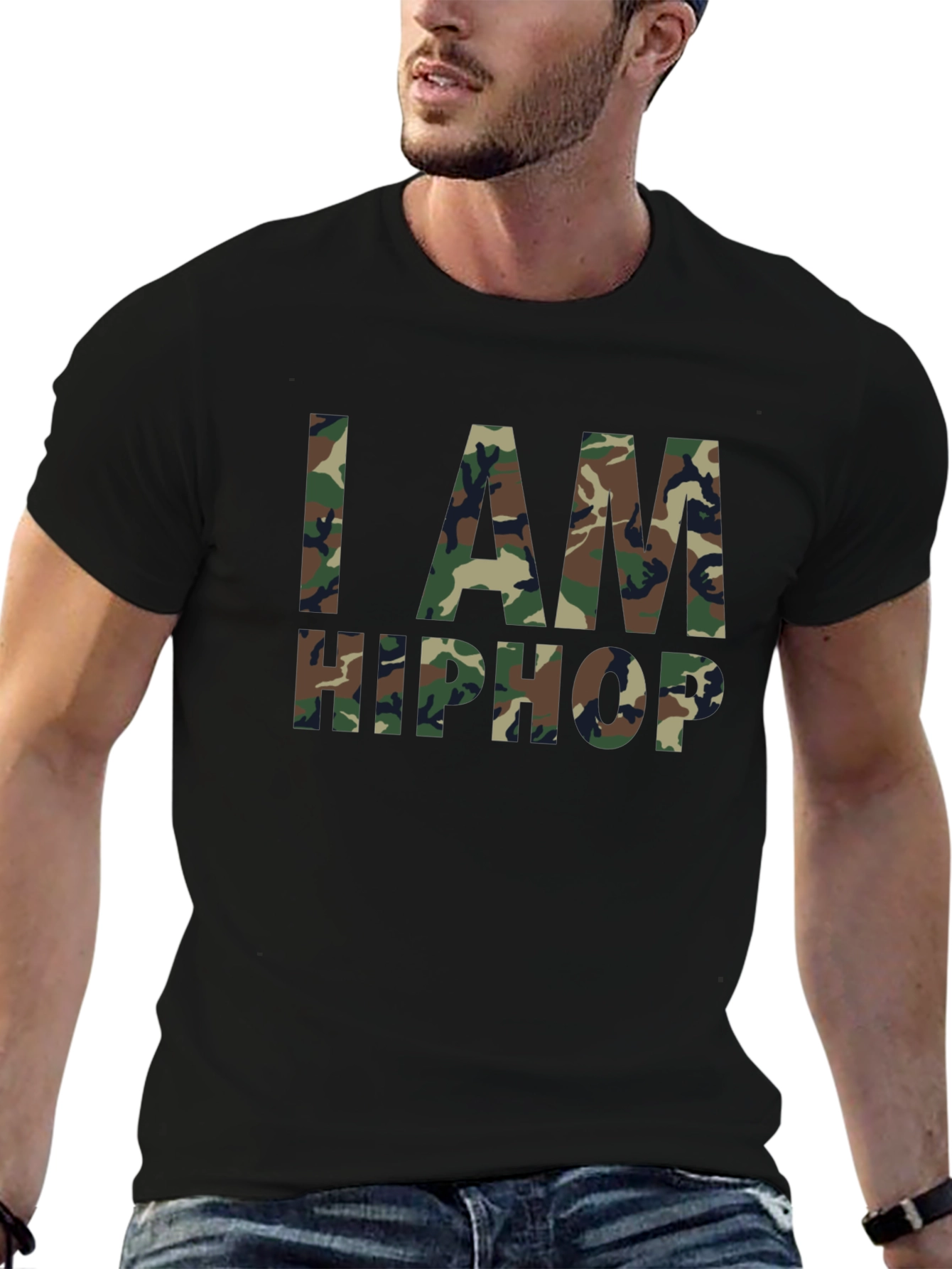 Camiseta Negra I AM HIP HOP Camuflaje