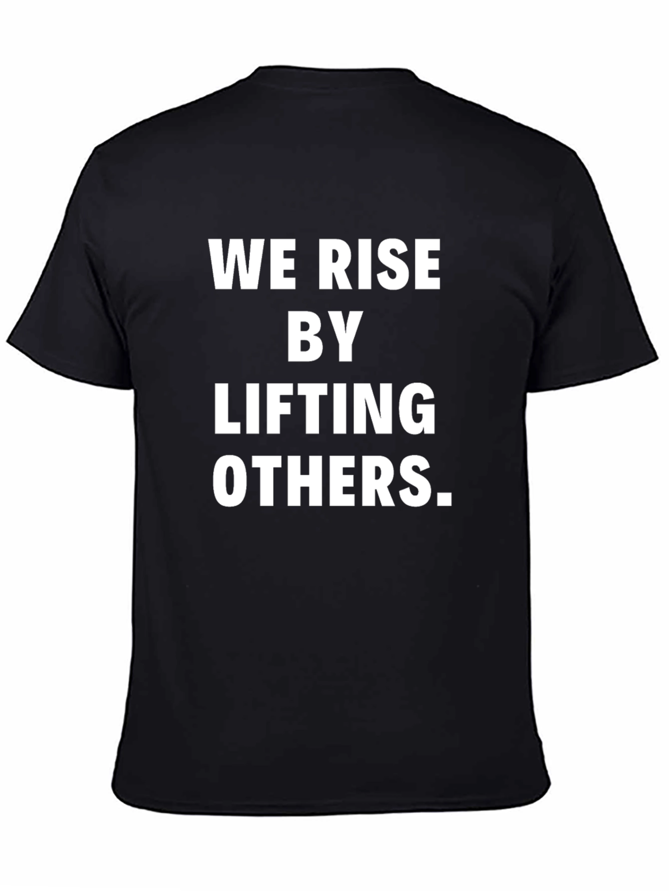 Camiseta Negra Inspiradora: Nos Levantamos Ayudando a Otros