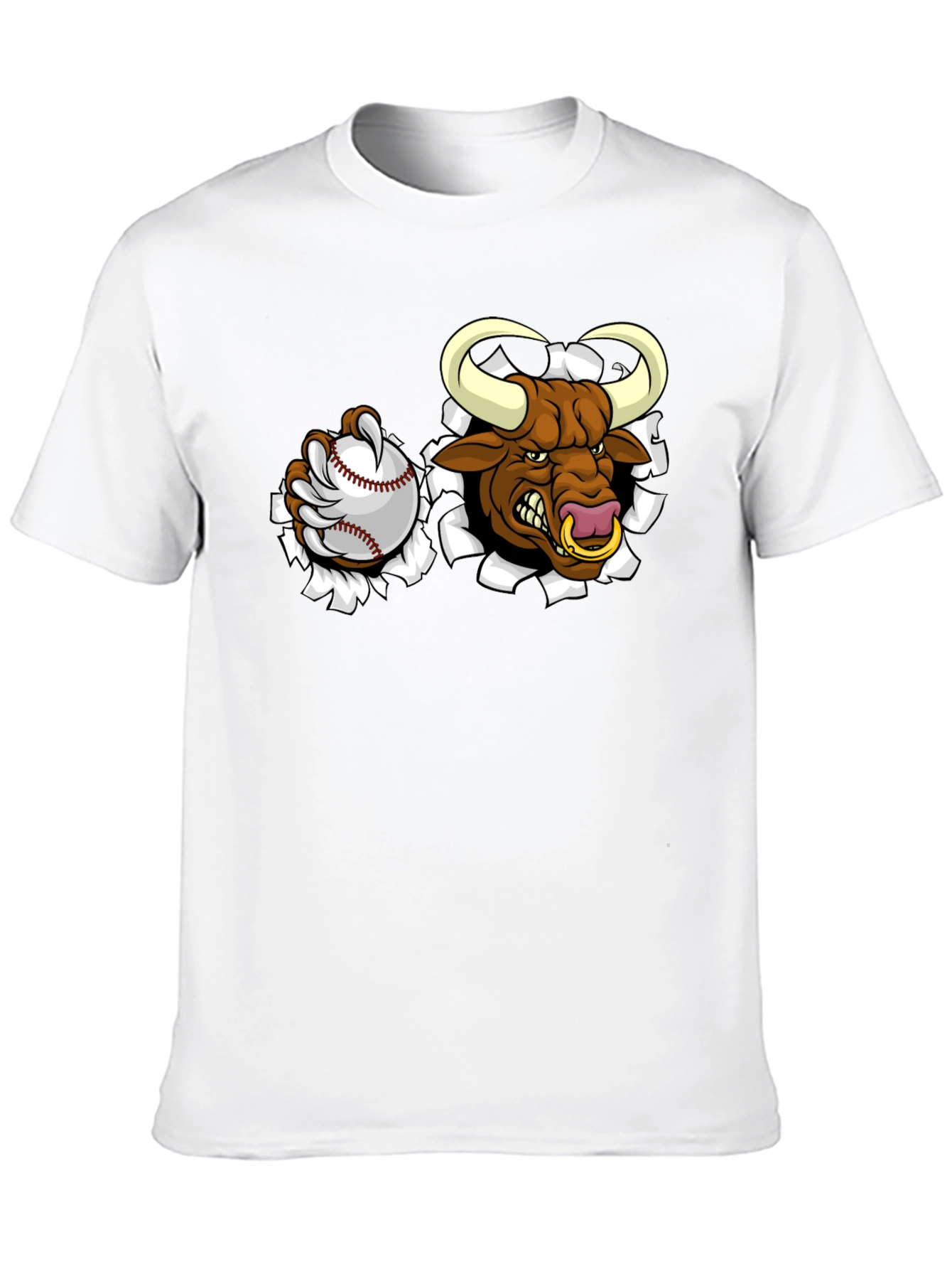 Camiseta Negra con Toro de Béisbol