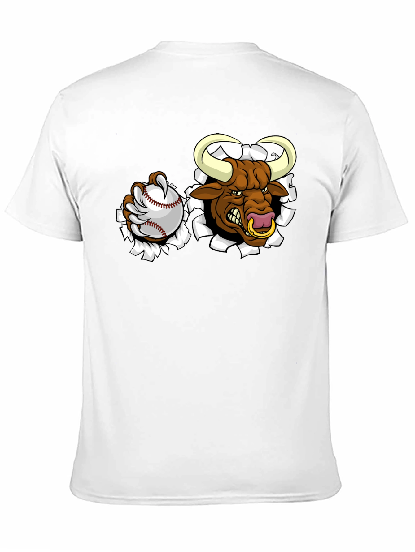 Camiseta Negra con Toro de Béisbol