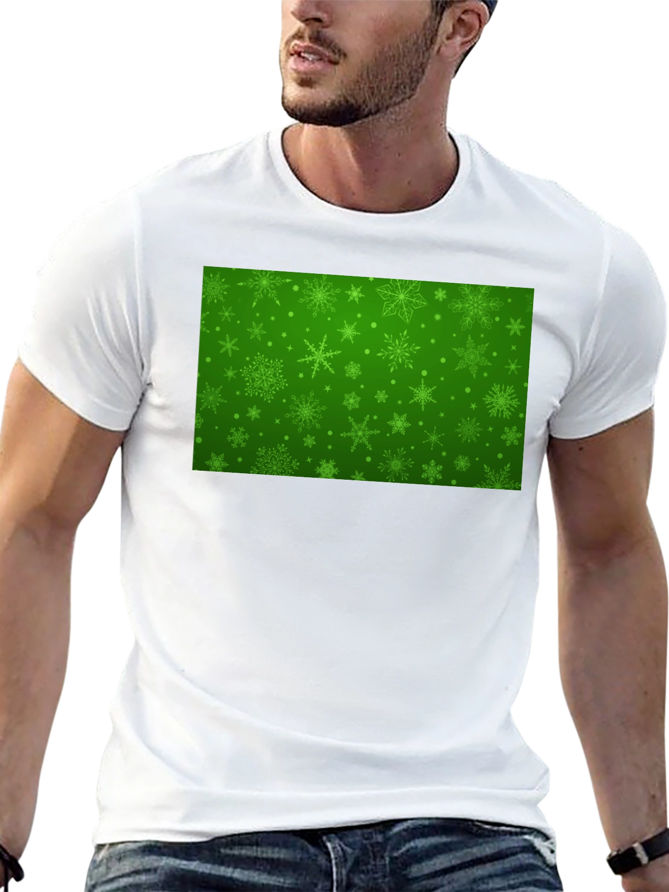 Camiseta Negra con Diseño Navideño Verde