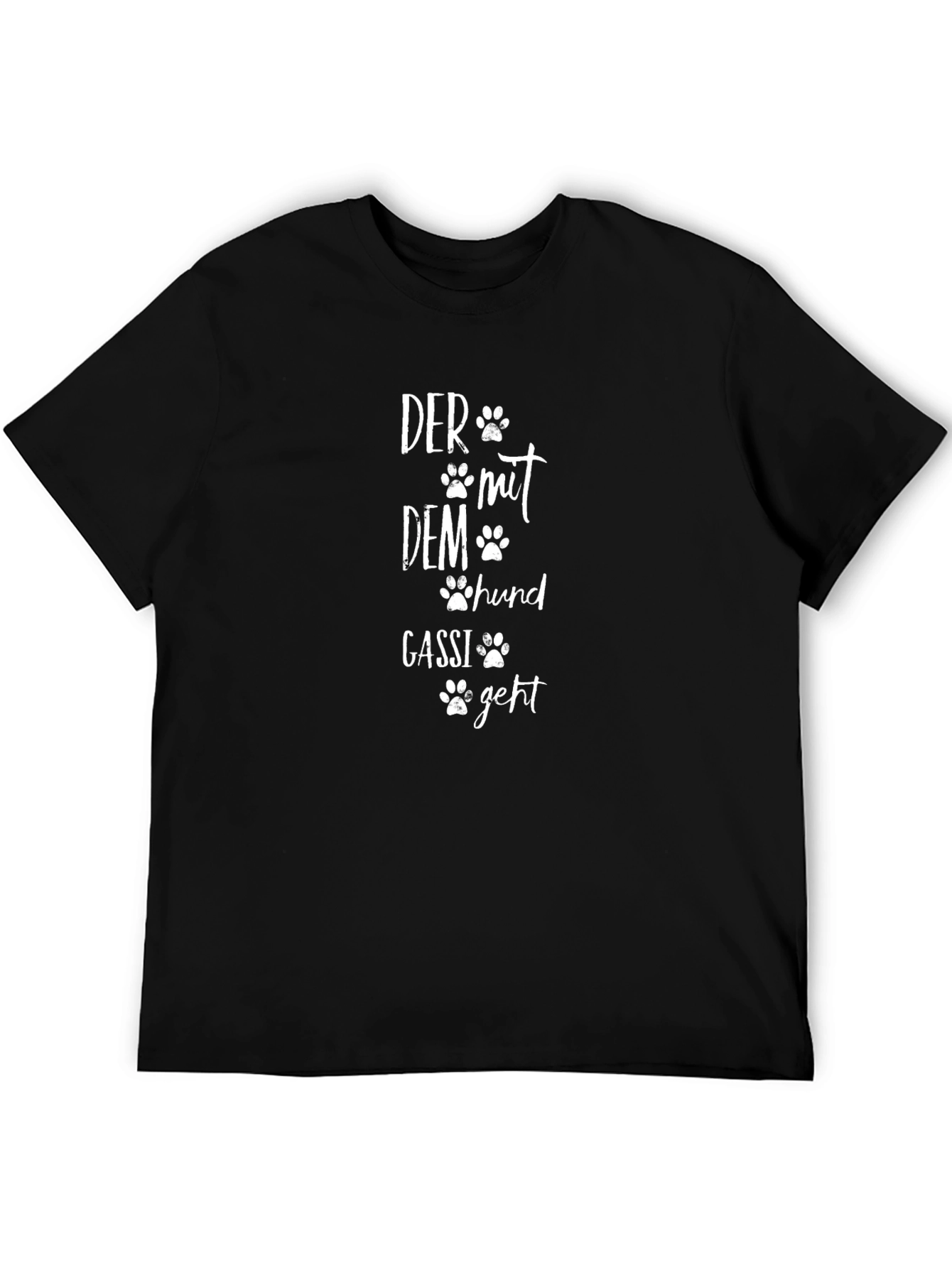 Camiseta Negra con Estampado de Huellas de Perro