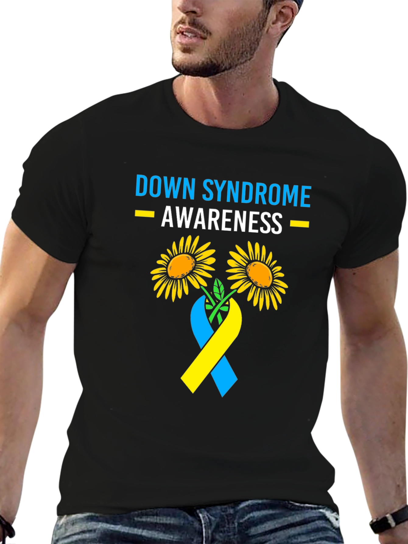 Camiseta Concientización Síndrome de Down Flores y Cinta