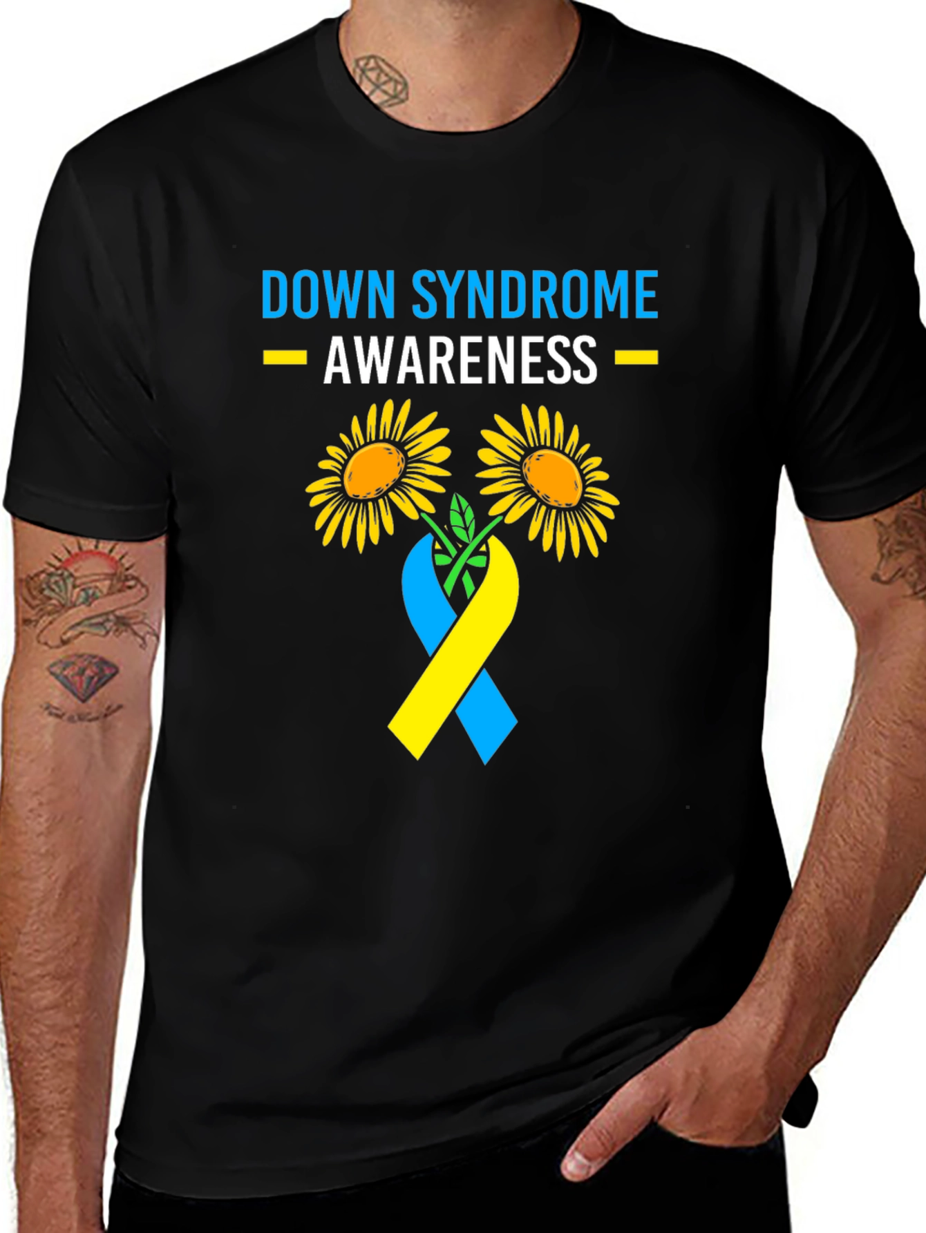 Camiseta Concientización Síndrome de Down Flores y Cinta