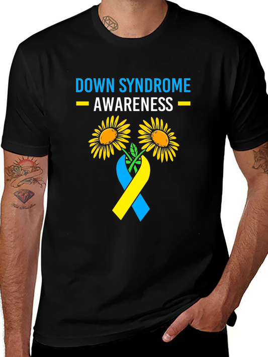 Camiseta Concientización Síndrome de Down Flores y Cinta