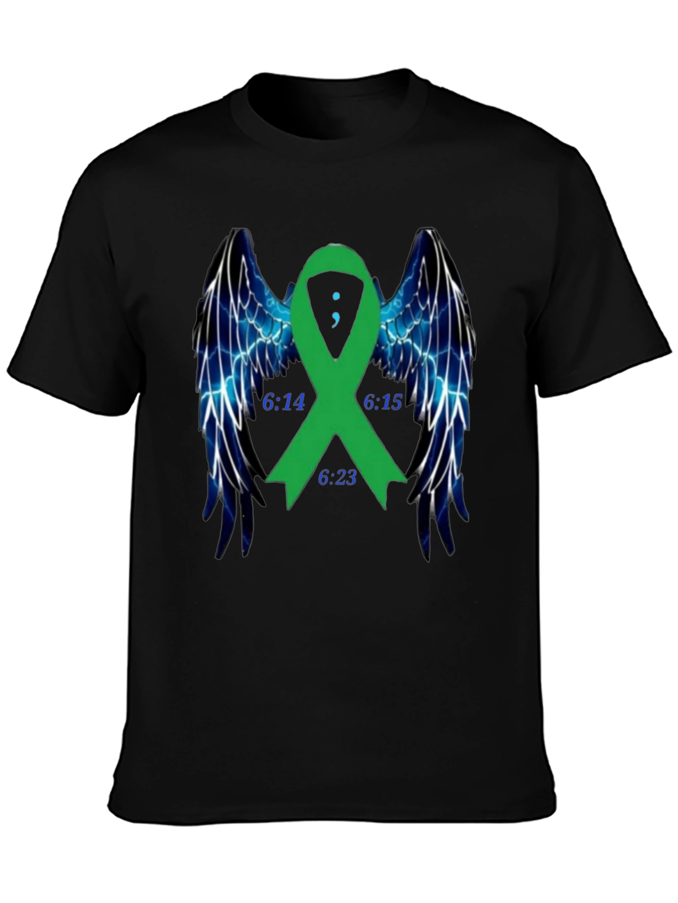 Camiseta Negra Con Cinta Verde y Alas