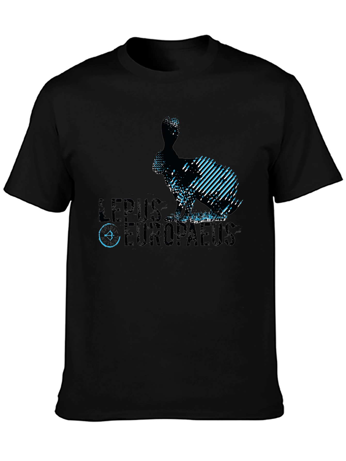 Camiseta Negra Diseño Liebre Europea