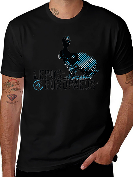 Camiseta Negra Diseño Liebre Europea