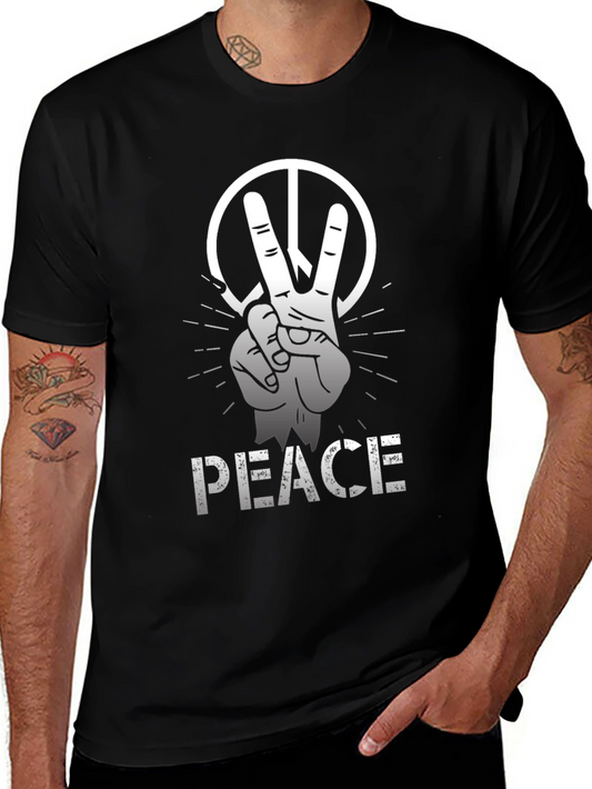 Camiseta Negra con Diseño de Paz