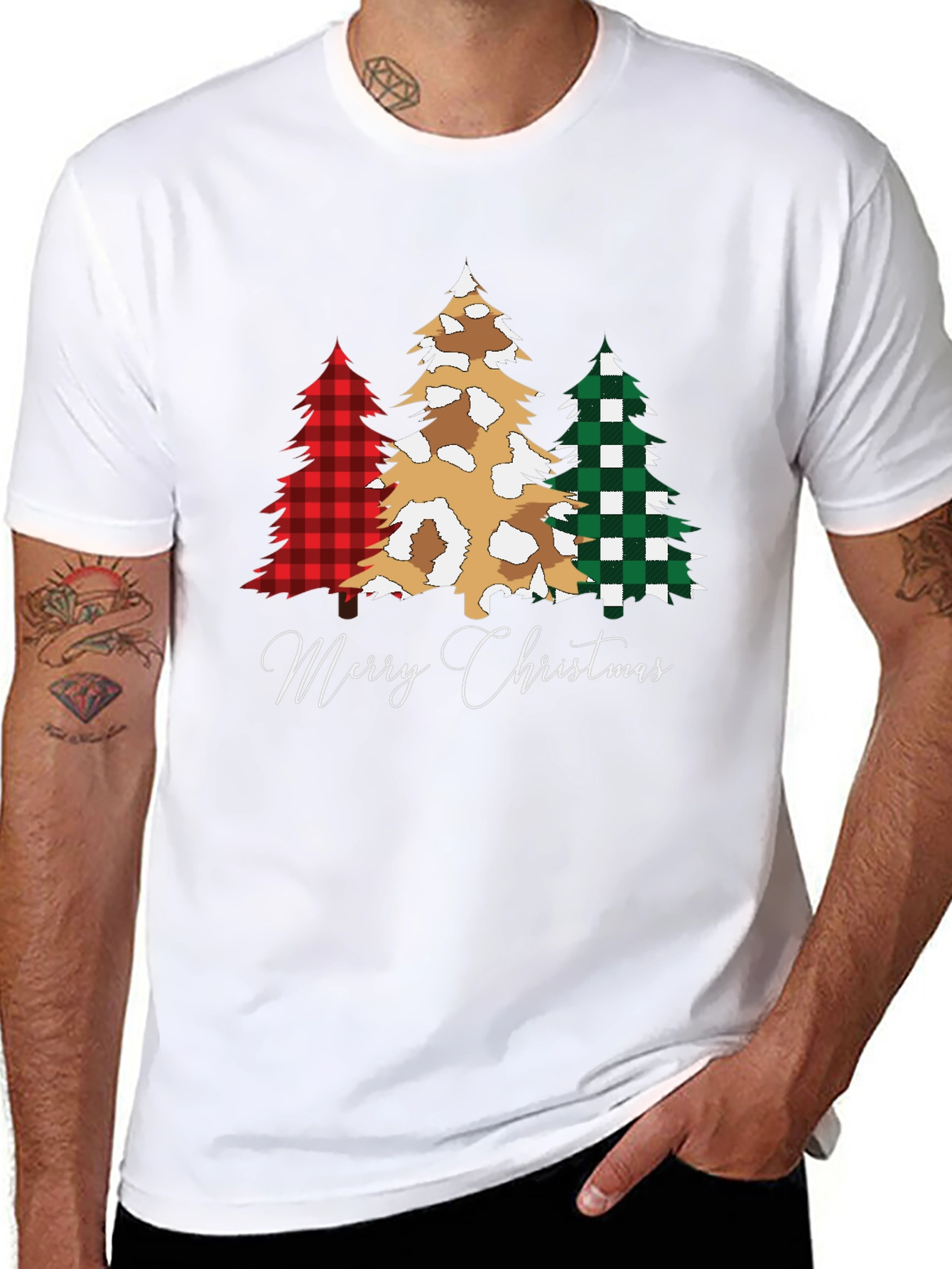 Camiseta Navideña con Árboles
