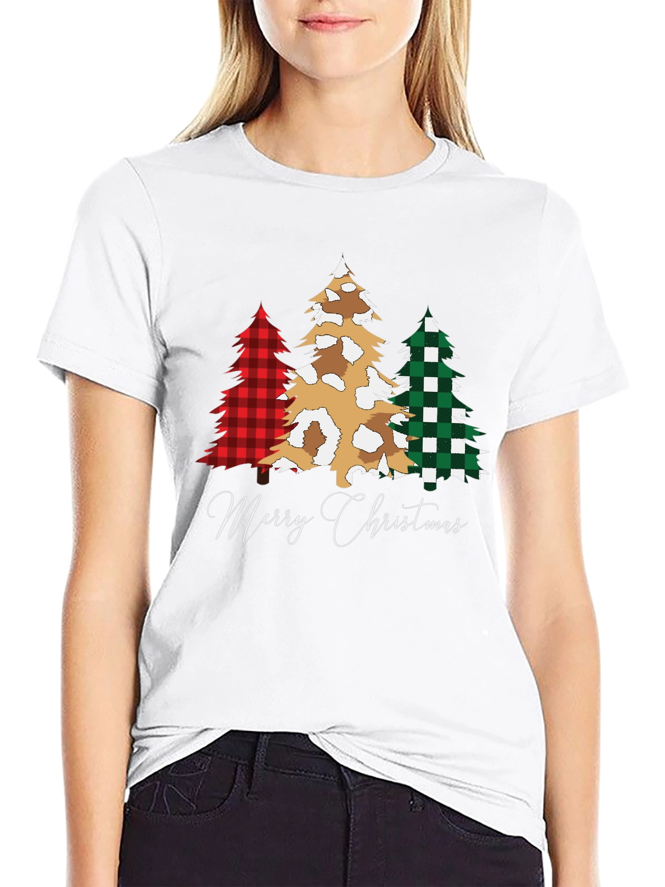 Camiseta Navideña con Árboles