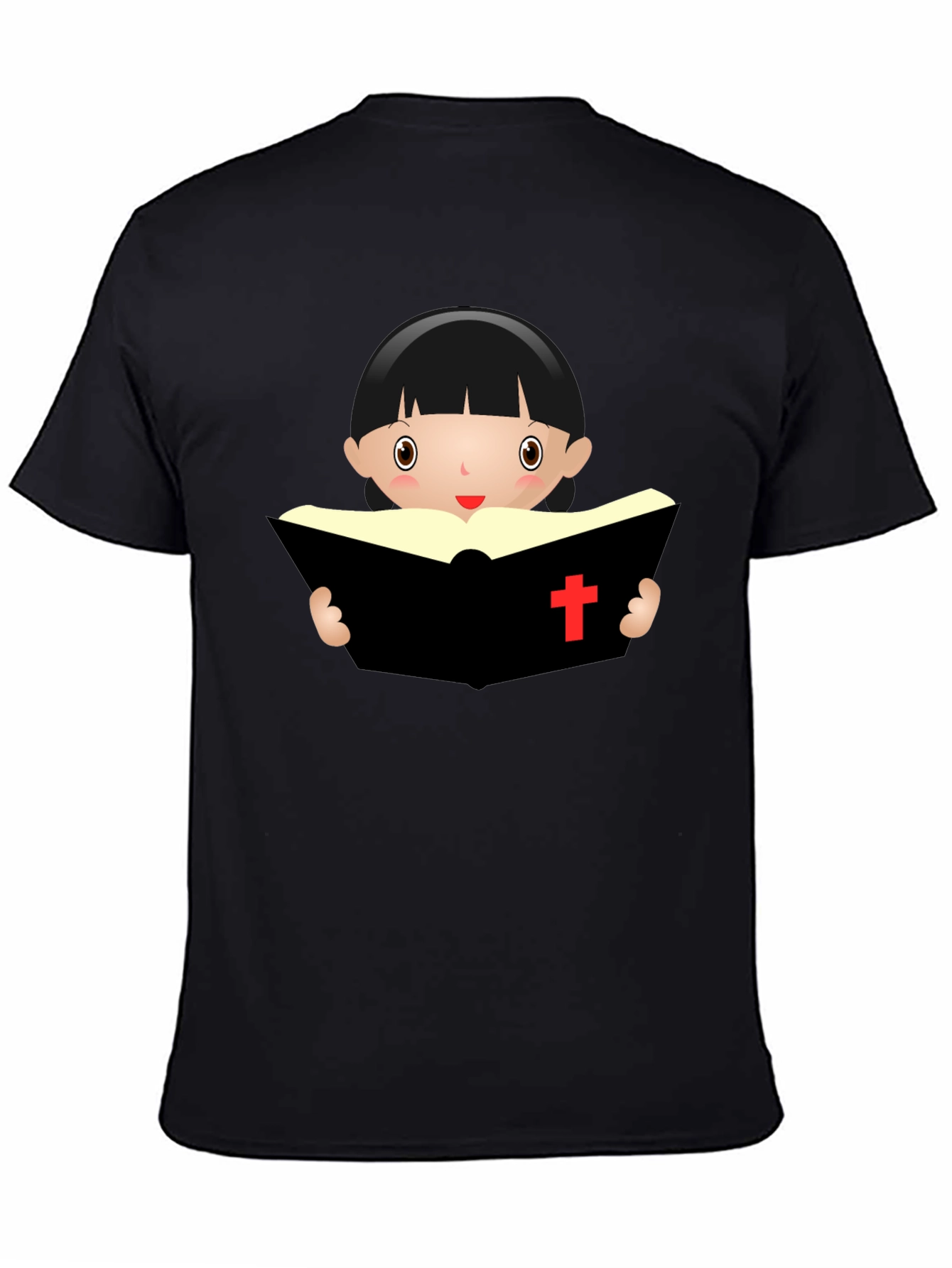 Camiseta Negra con Diseño de Niña Lectora
