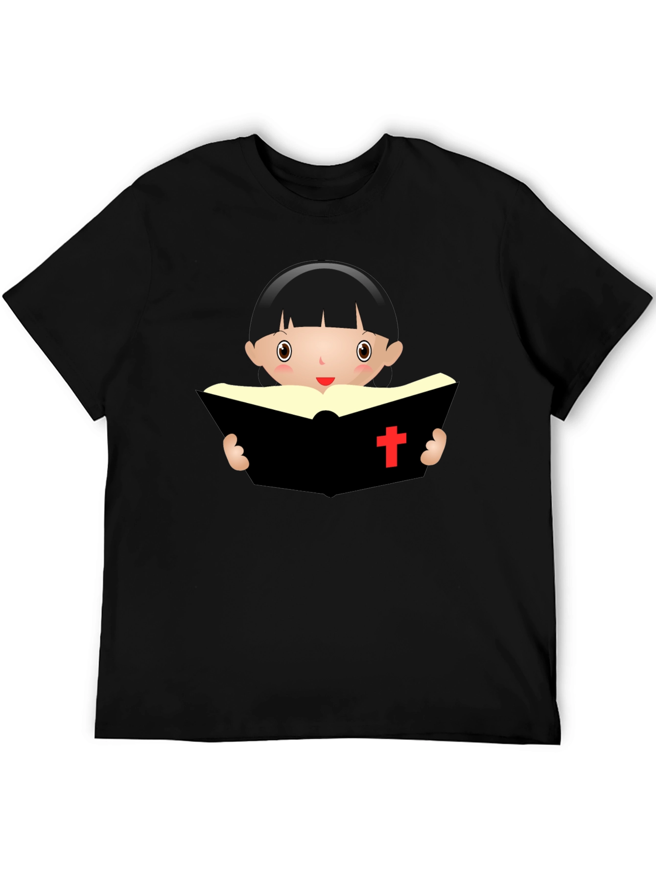 Camiseta Negra con Diseño de Niña Lectora