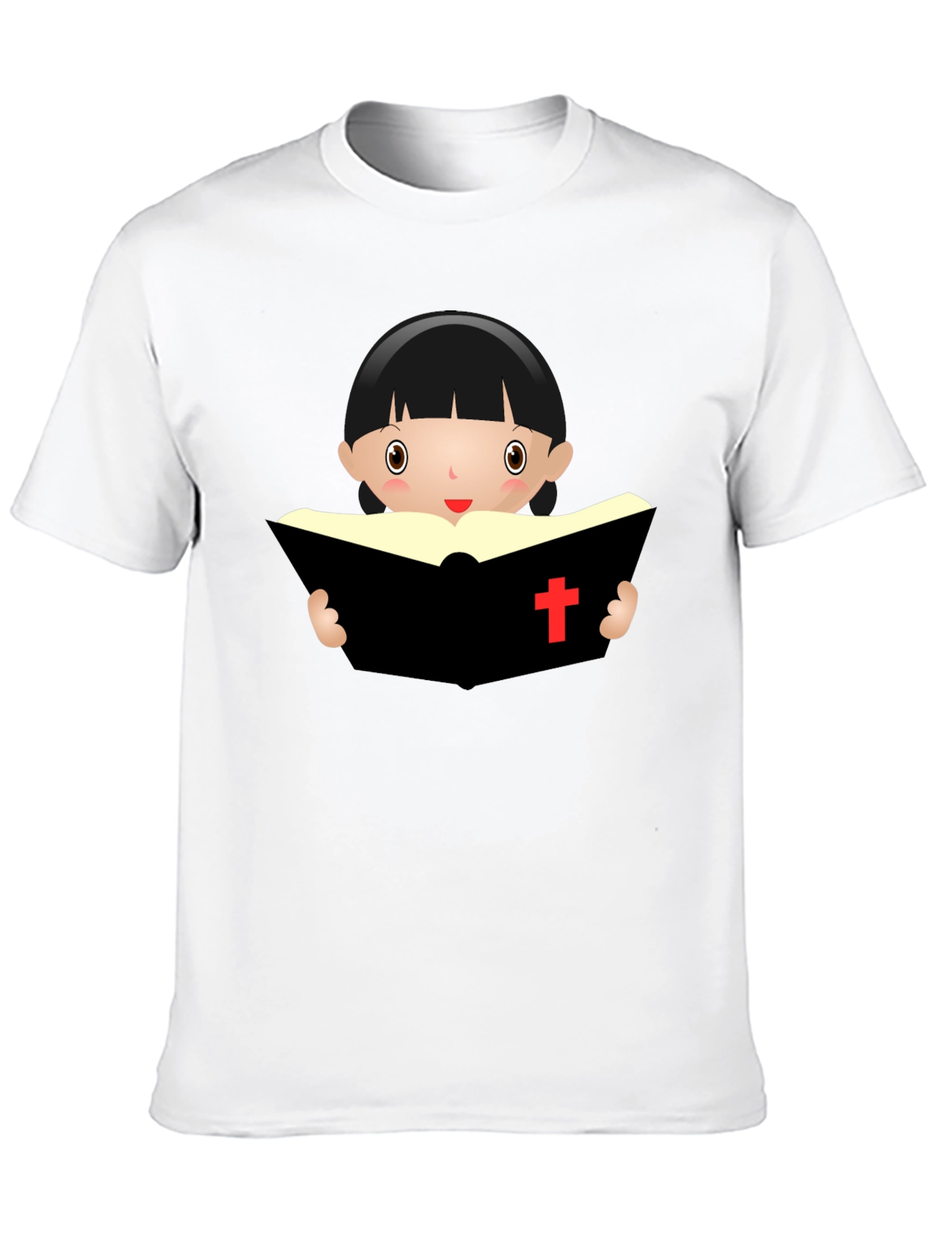 Camiseta Negra con Diseño de Niña Lectora