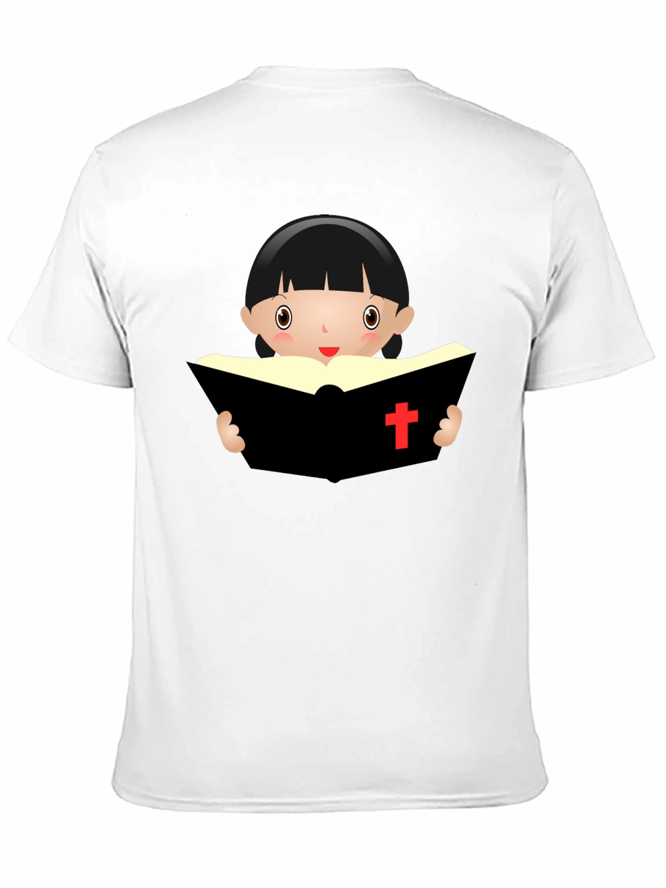 Camiseta Negra con Diseño de Niña Lectora