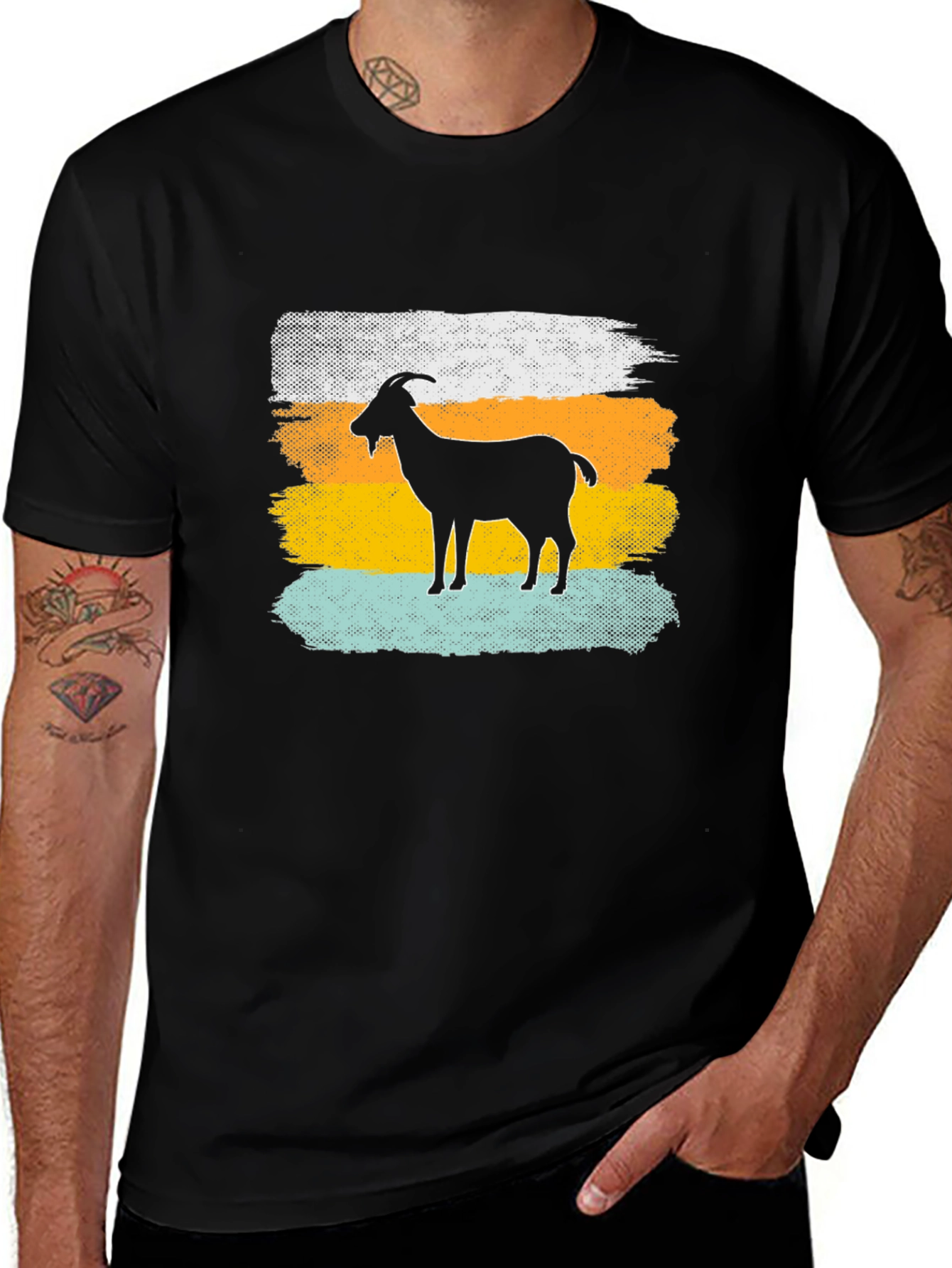 Camiseta Hombre Diseño Cabra Retro