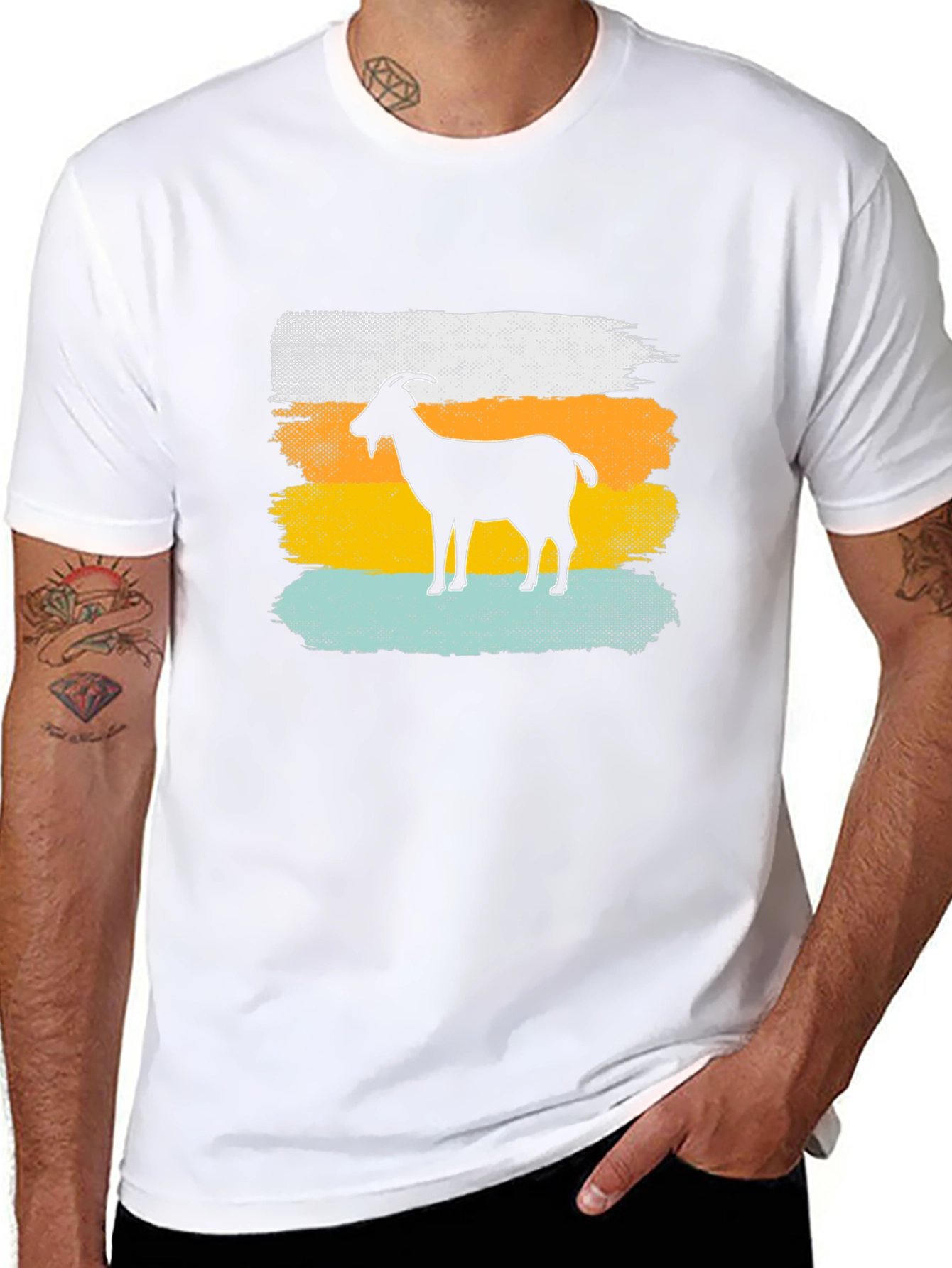 Camiseta Hombre Diseño Cabra Retro