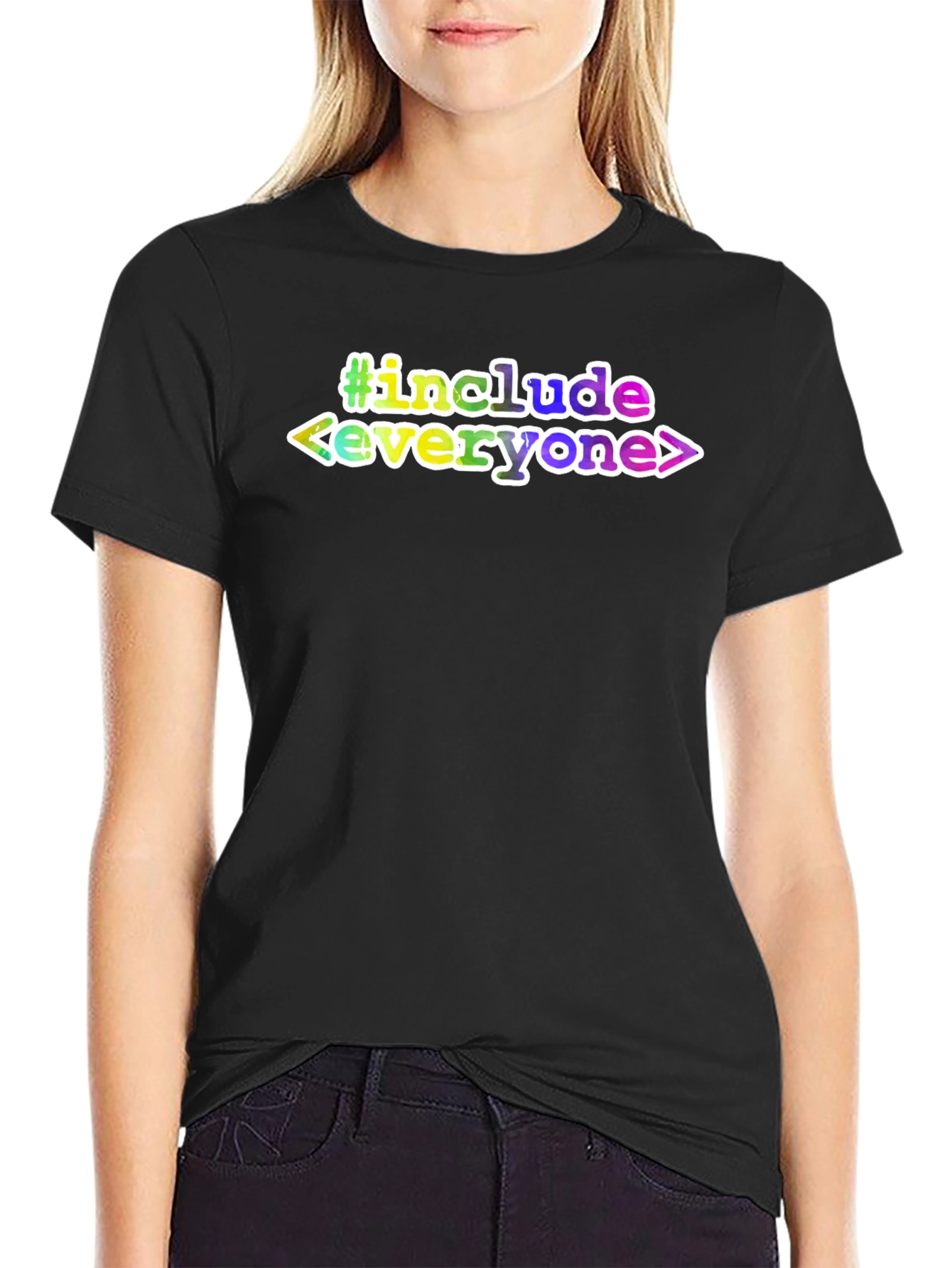 Camiseta Negra #include everyone Diseño Programador