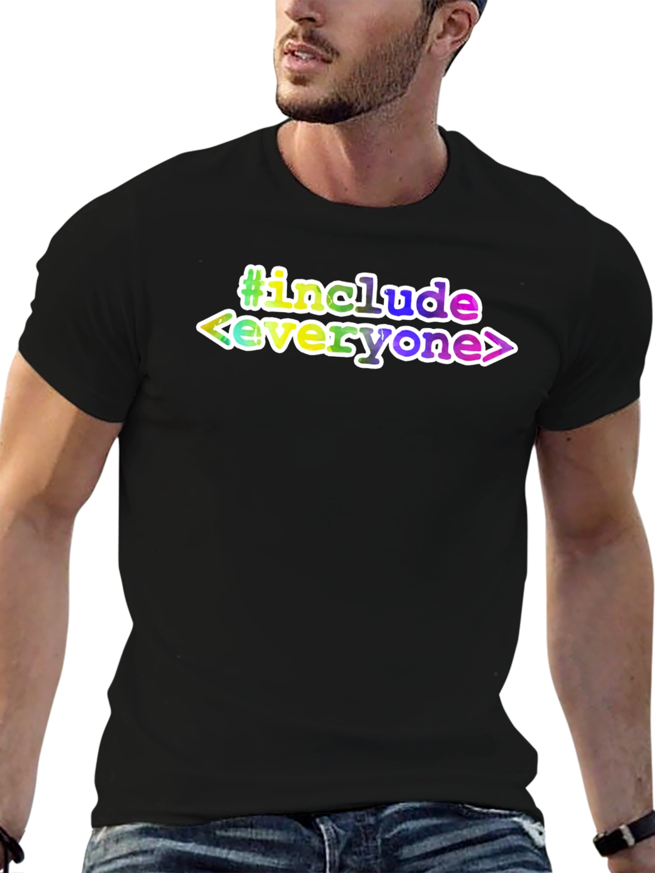 Camiseta Negra #include everyone Diseño Programador