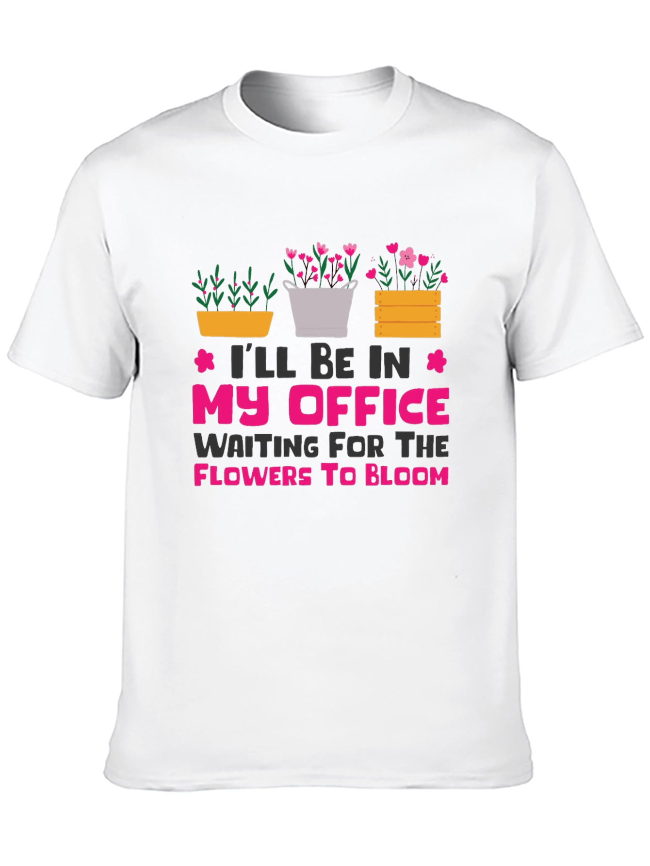 Camiseta Negra My Office Waiting For Flowers