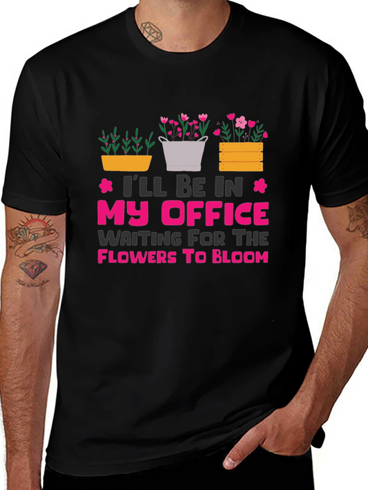 Camiseta Negra My Office Waiting For Flowers