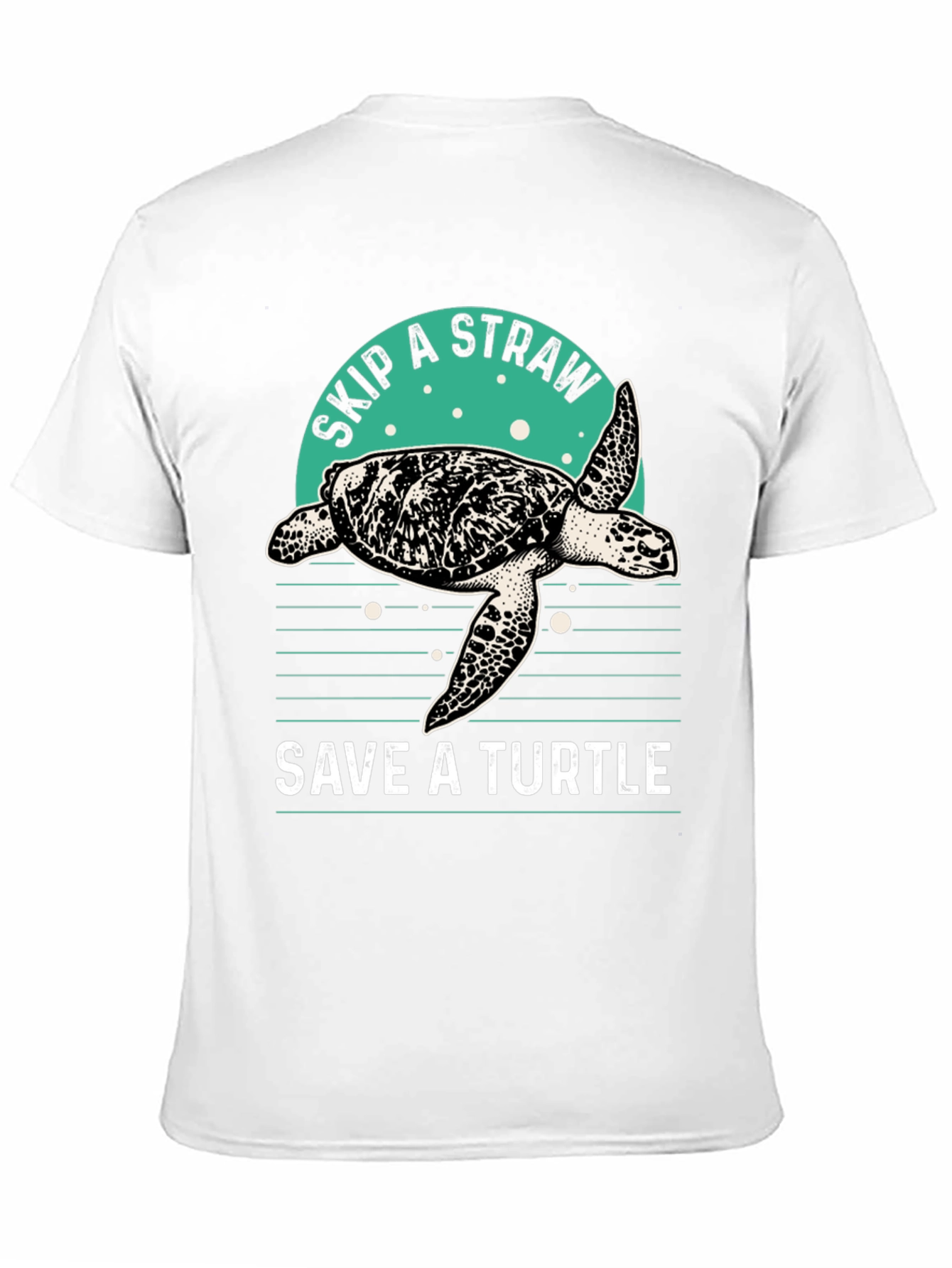 Camiseta Negra Salva una Tortuga - Ecológica