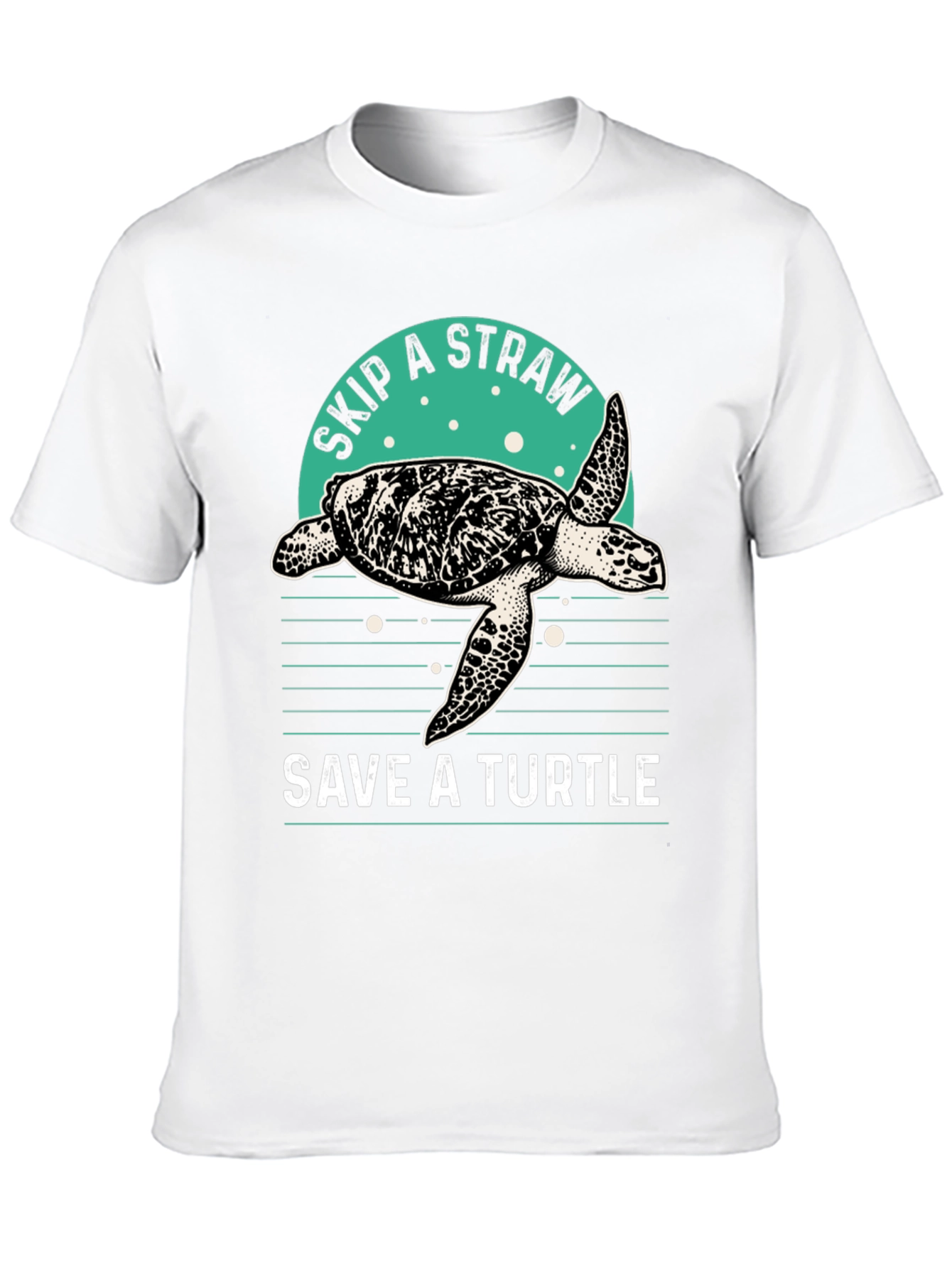 Camiseta Negra Salva una Tortuga - Ecológica