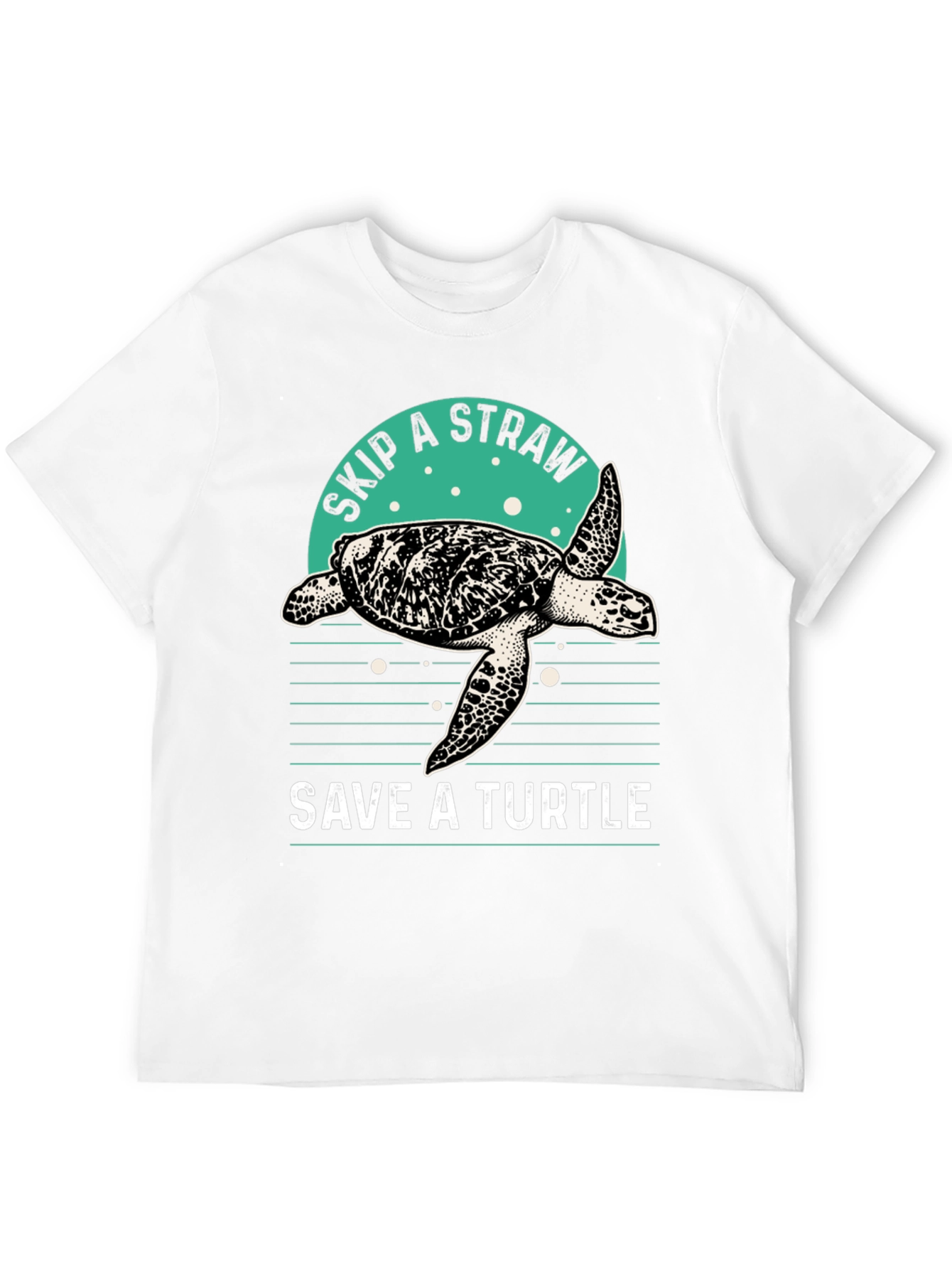 Camiseta Negra Salva una Tortuga - Ecológica