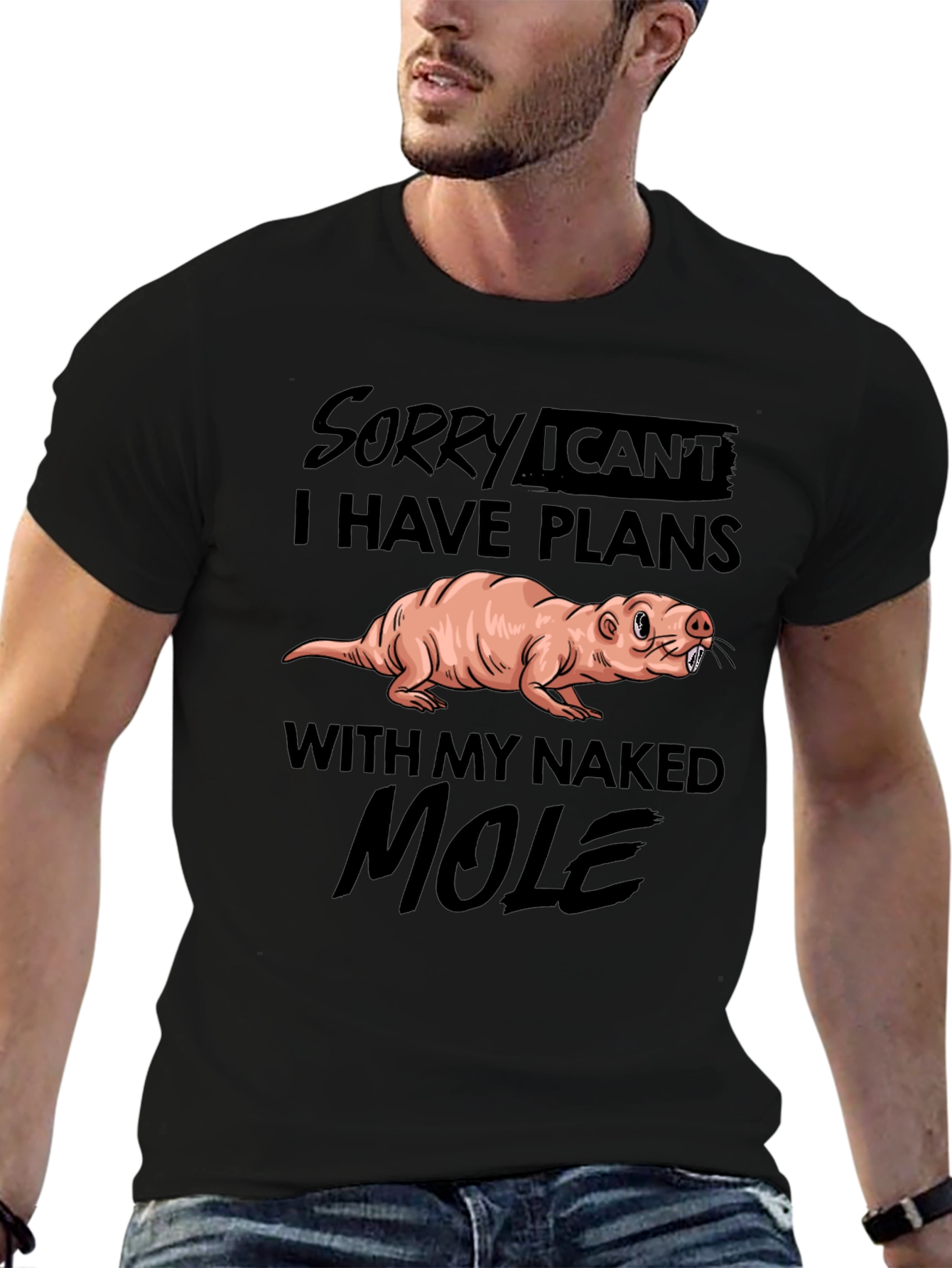 Camiseta Negra: Disculpa Tengo Planes con Topo Calvo