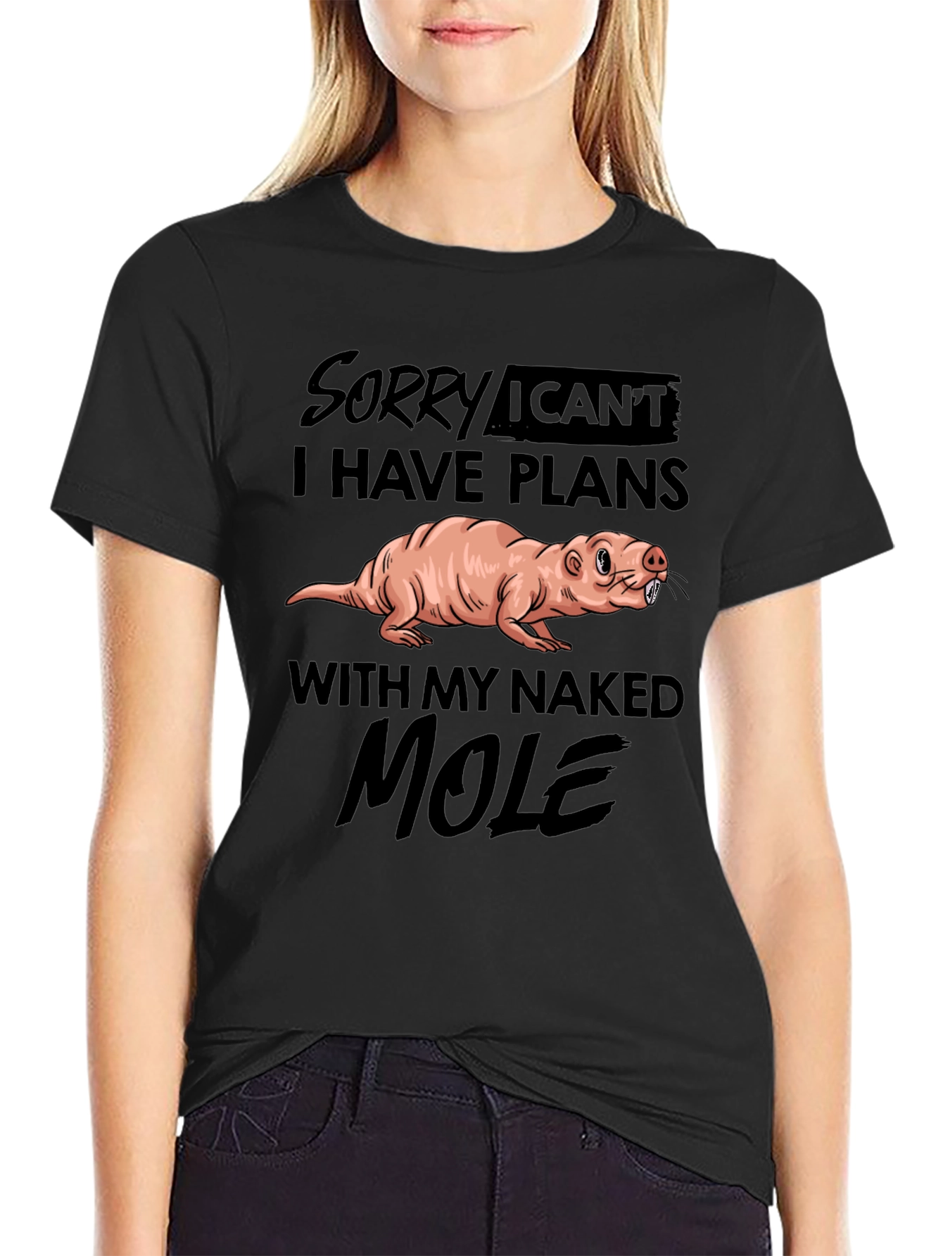 Camiseta Negra: Disculpa Tengo Planes con Topo Calvo